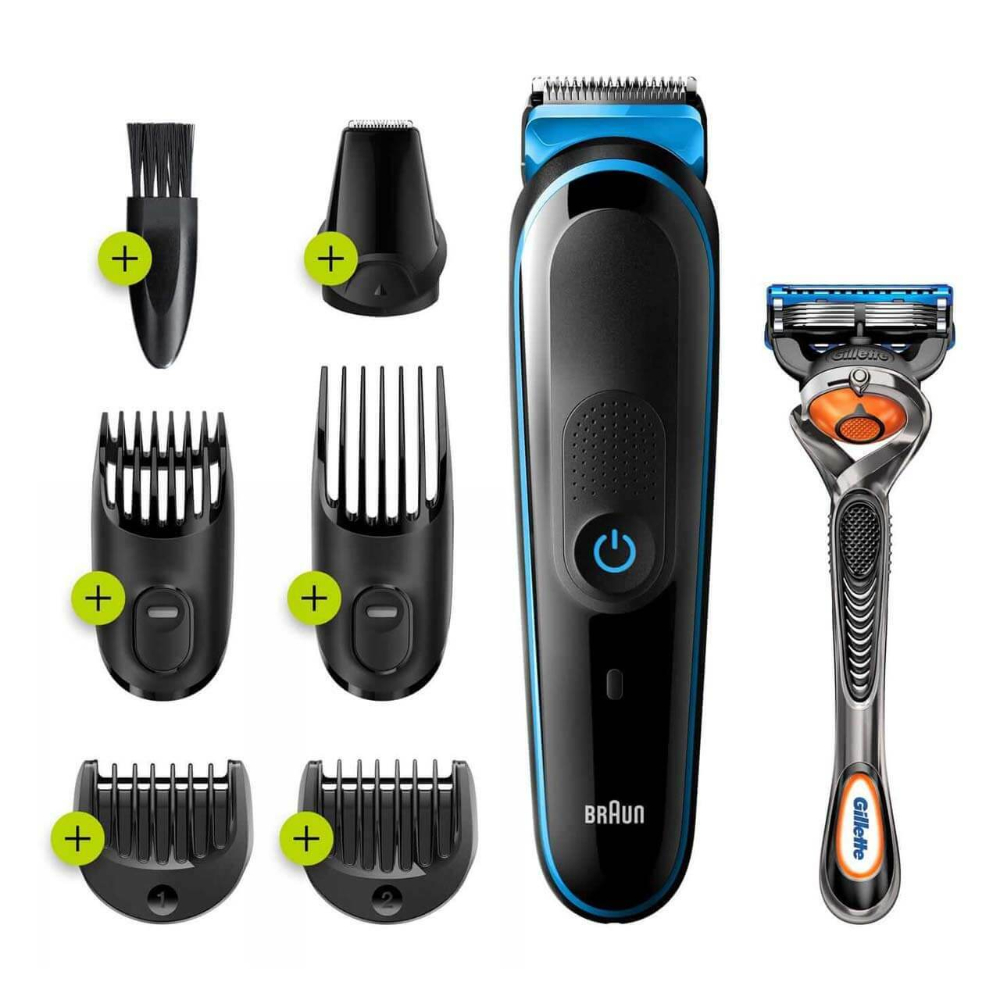 BRAUN All-in-one trimmer MGK3245, 7-in-1 trimmer, 5 attachments, MGK3245 BLK/BLU